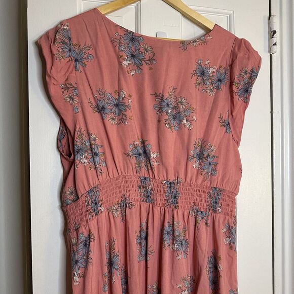 TORRID Pink Floral Cap Sleeve Dress in Plus Size 2 Sundress Ruffle Hem - Picture 7 of 8